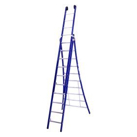 DAS atlas driedubbele ladder blauw gecoat 3x10 treden